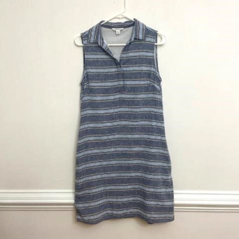 Beach Lunch Lounge Shirt Dress Sz S/P Linen & Cotton Lined V Neck Pockets